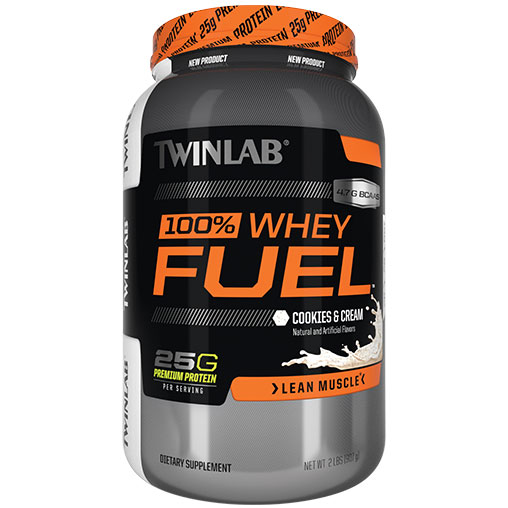 TwinLab 100% Whey Fuel Protein, Cookies & Cream, 2 lb, TwinLab