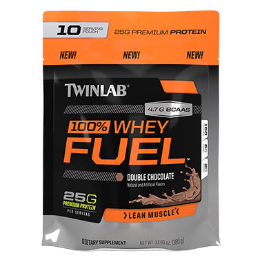 TwinLab 100% Whey Fuel, Zipper Pouch, Chocolate, 10 Servings, TwinLab