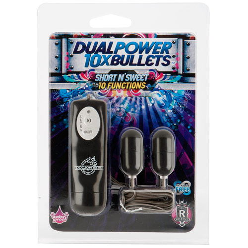 Doc Johnson 10X Dual Power Bullets Vibrator, Short n' Sweet, Black, Doc Johnson