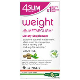 Erba Vita 4Slim (4 Slim) Trainer Weight Metabolism, 45 Tablets, Erba Vita
