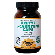 Country Life Acetyl L-Carnitine 500 mg 60 Vegicaps, Country Life