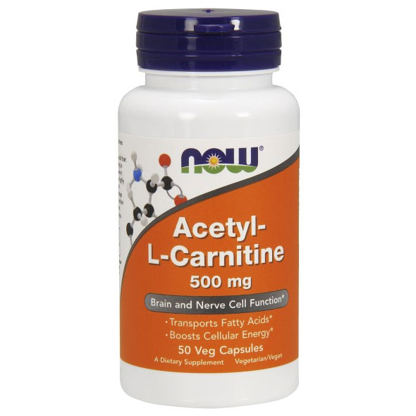 NOW Foods Acetyl-L Carnitine 500 mg 50 Caps (Acetyl L-Carnitine), NOW Foods