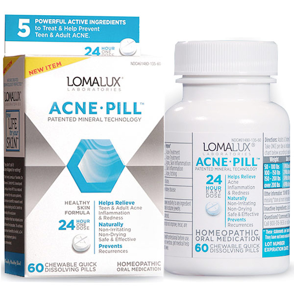 Loma Lux Laboratories LomaLux Acne Pill, Healthy Skin Formula, 60 Chewable Pills, Loma Lux Labs