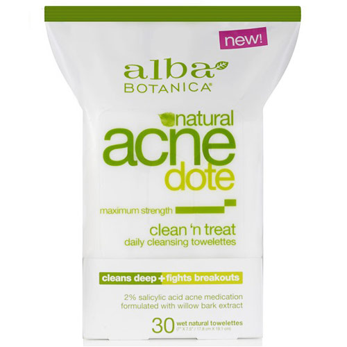 Alba Botanica Natural AcneDote Clean 'n Treat Daily Cleansing Face Towelettes, 30 ct, Alba Botanica