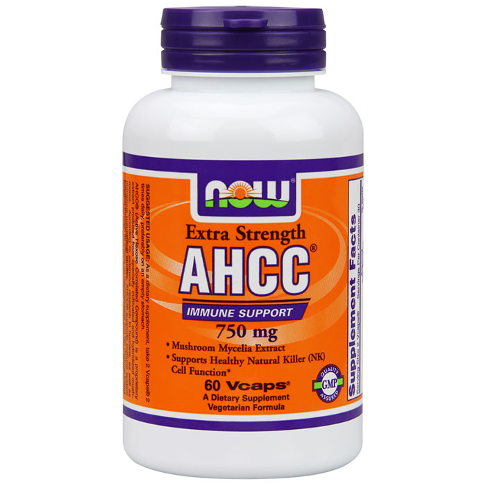 NOW Foods AHCC 750 mg, 60 Vcaps, NOW Foods