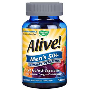 Nature's Way Alive! Men's 50+ Gummy Vitamins, Chewable Multi-Vitamins, 75 Chews, Nature's Way