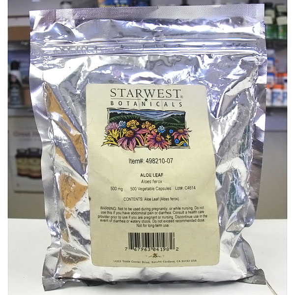 StarWest Botanicals Aloe Leaf 500 mg, 500 Vegetable Capsules, StarWest Botanicals