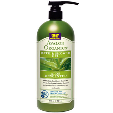 Avalon Organics Aloe Unscented Bath & Shower Gel, 32 oz, Avalon Organics