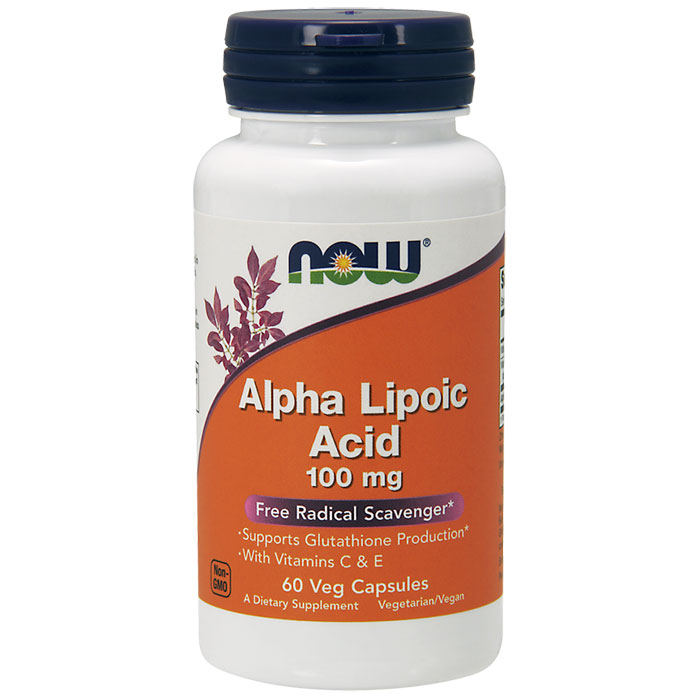 NOW Foods Alpha Lipoic Acid 100mg, ALA 60 Vcaps, NOW Foods