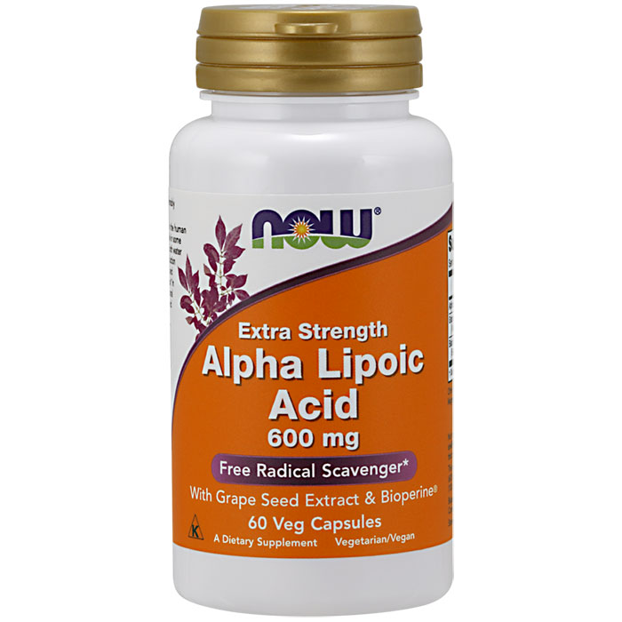 NOW Foods Alpha Lipoic Acid 600mg, ALA 60 Vcaps, NOW Foods