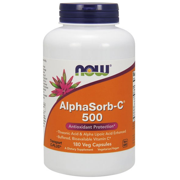 NOW Foods AlphaSorb-C 500 mg, Buffered Bioavailable Vitamin C, 180 Vcaps, NOW Foods