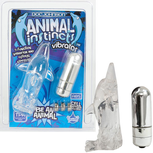 Doc Johnson Animal Instincts 7-Function Vibrator, Dolphin Clear, Doc Johnson