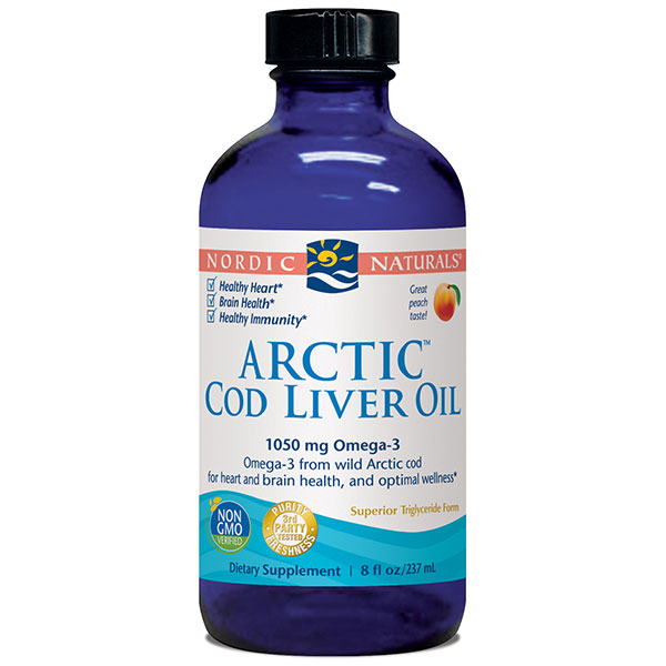 Nordic Naturals Arctic Cod Liver Oil Liquid - Peach 8 oz, Nordic Naturals