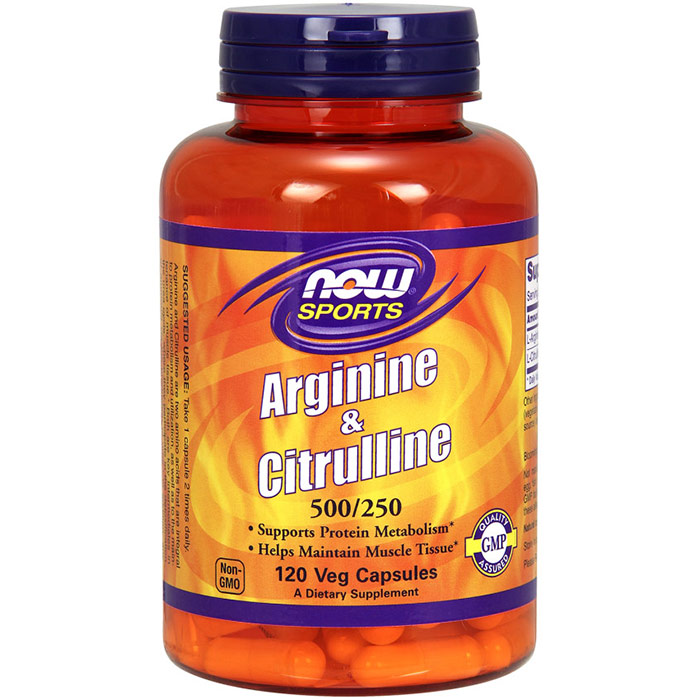 NOW Foods Arginine & Citrulline 500/250, 120 Capsules, NOW Foods