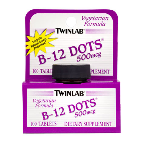 TwinLab B-12 Dots 500 mcg, Cherry Flavor, 100 Tablets, TwinLab