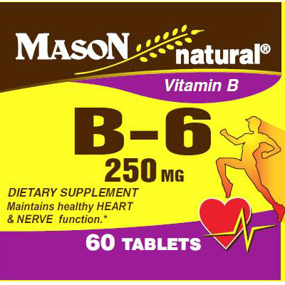 Mason Natural Vitamin B-6 250 mg, 60 Tablets, Mason Natural