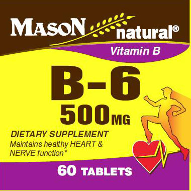 Mason Natural Vitamin B-6 500 mg, 60 Tablets, Mason Natural