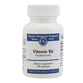 Vitamin Research Products B6 (Pyridoxine HCl), 100 mg, 100 Capsules, Vitamin Research Products