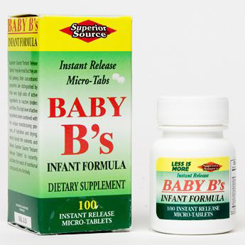 Superior Source Baby B's Infant Formula, Vitamin B Complex, 100 Instant Dissolve Tablets, Superior Source