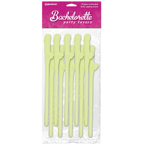Pipedream Products Bachelorette Party Favors Dicky Sipping Straws, Glow In the Dark, 10 pc, Pipedream Products