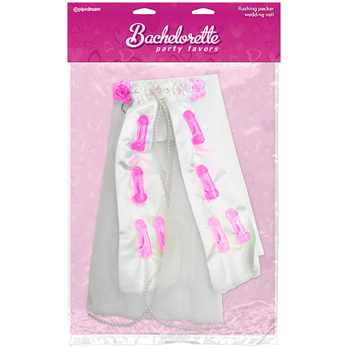Pipedream Products Bachelorette Party Favors Flashing Pecker Wedding Veil, Pipedream Products