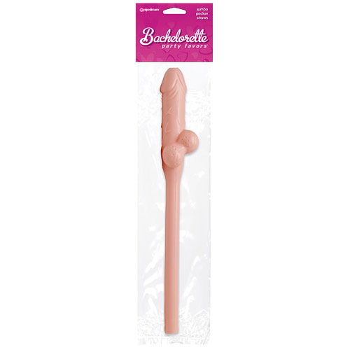 Pipedream Products Bachelorette Party Favors Jumbo Pecker Sipping Straw, 11 Inch, Flesh, 1 pc, Pipedream Products