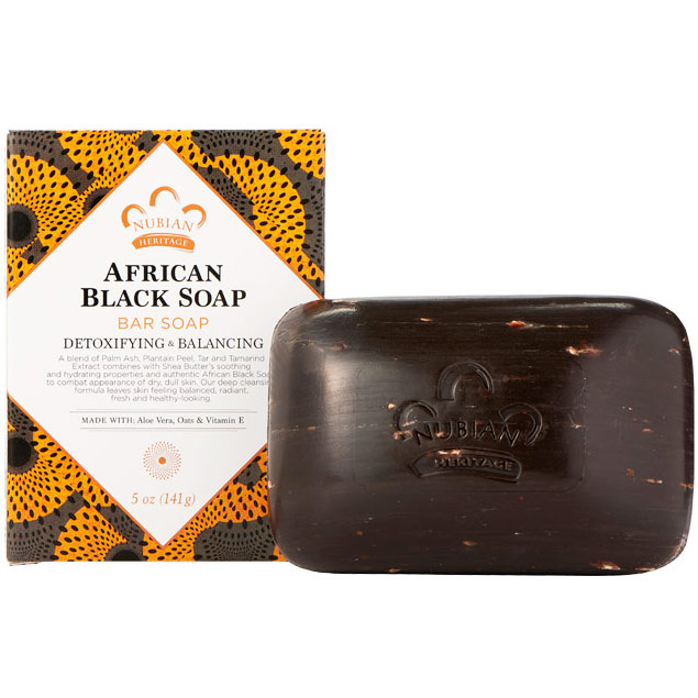 Nubian Heritage African Black Soap, with Oats, Aloe & Vitamin E, 5 oz, Nubian Heritage