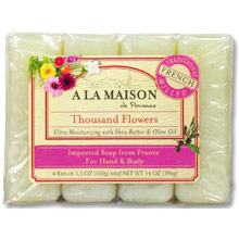 A La Maison Hand & Body Bar Soap Value Pack, Thousand Flowers, 4 x 3.5 oz, A La Maison