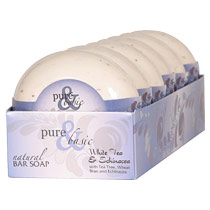 Pure & Basic Bar Soap, White Tea & Echinacea, 6 x 6.4 oz, Pure & Basic