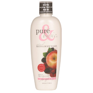 Pure & Basic Natural Bath & Body Wash, Fuji Apple Berry, 12 oz, Pure & Basic