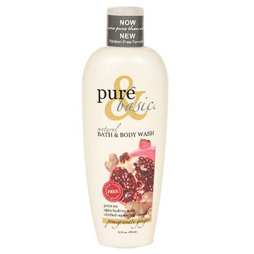 Pure & Basic Natural Bath & Body Wash, Pomegranate Ginger, 12 oz, Pure & Basic
