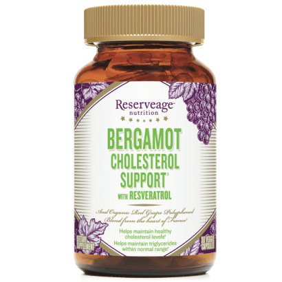 ReserveAge Organics Bergamot Cholesterol Support with Resveratrol, 30 Veggie Capsules, ReserveAge Organics