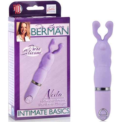 California Exotic Novelties Dr. Laura Berman Intimate Basics Collection Neila 10-Function Silicone Dual Exciter Massager, California Exotic Novelties