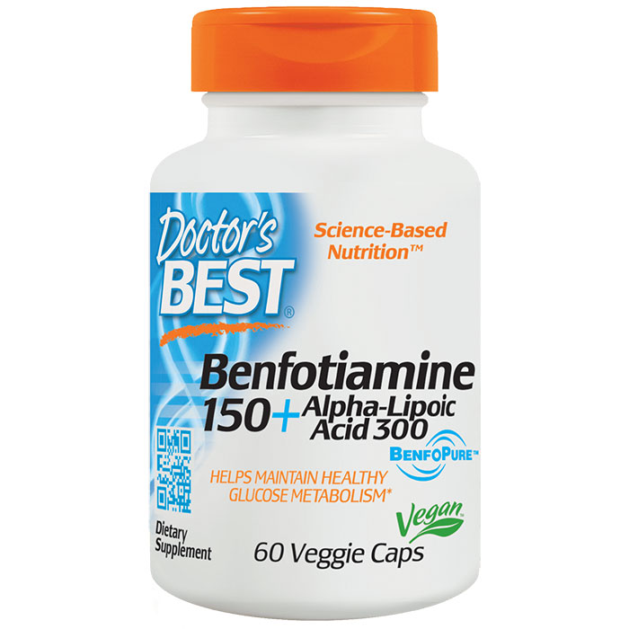 Doctor's Best Best Benfotiamine 150 + Alpha-Lipoic Acid 300, 60 Vegetarian Capsules, Doctor's Best