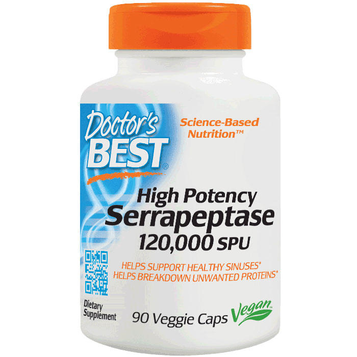 Doctor's Best Best High Potency Serrapeptase, 90 Veggie Caps, Doctor's Best