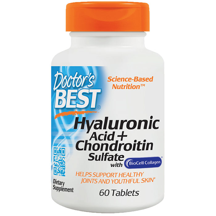 Doctor's Best Best Hyaluronic Acid with Chondroitin Sulfate 1000 mg, 60 Tablets, Doctor's Best