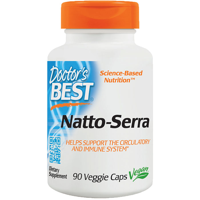 Doctor's Best Best Natto-Serra, Nattokinase + Serrapeptase, 90 Vegetarian Capsules, Doctor's Best