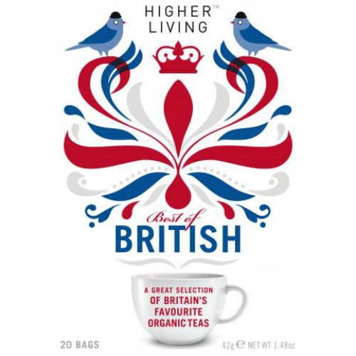 Higher Living Organic Sampler Tea Packs, Best of British, 20 Bags, Higher Living