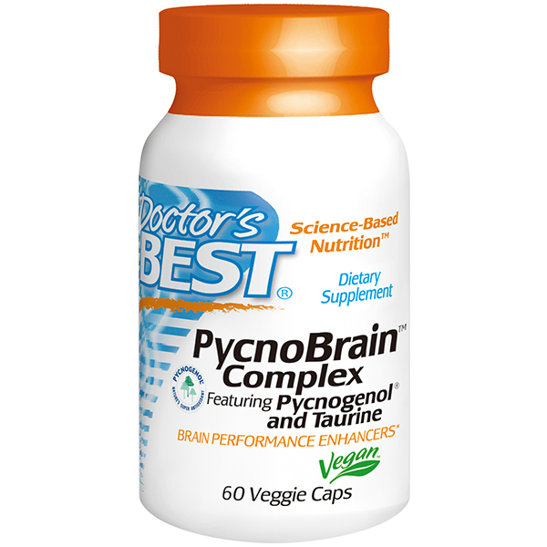 Doctor's Best Best PycnoBrain Complex with Pycnogenol & Taurine, 60 Vegetarian Capsules, Doctor's Best
