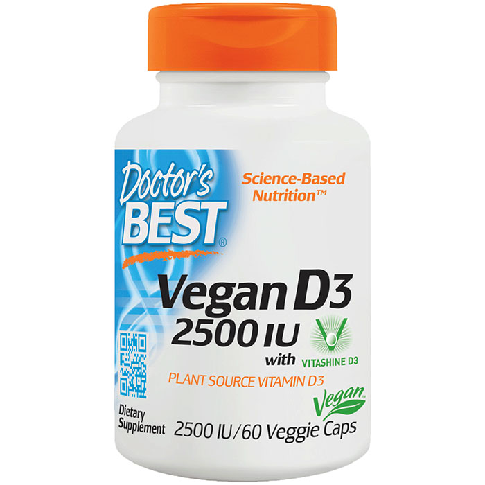Doctor's Best Best Vegan D3, Vitamin D 2500 IU, 60 Vegetarian Capsules, Doctor's Best