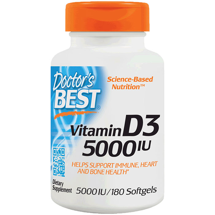 Doctor's Best Best Vitamin D 5000 IU, 180 Softgels, Doctor's Best