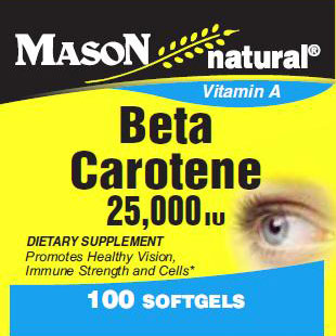 Mason Natural Beta Carotene 25000 IU, 100 Softgels, Mason Natural