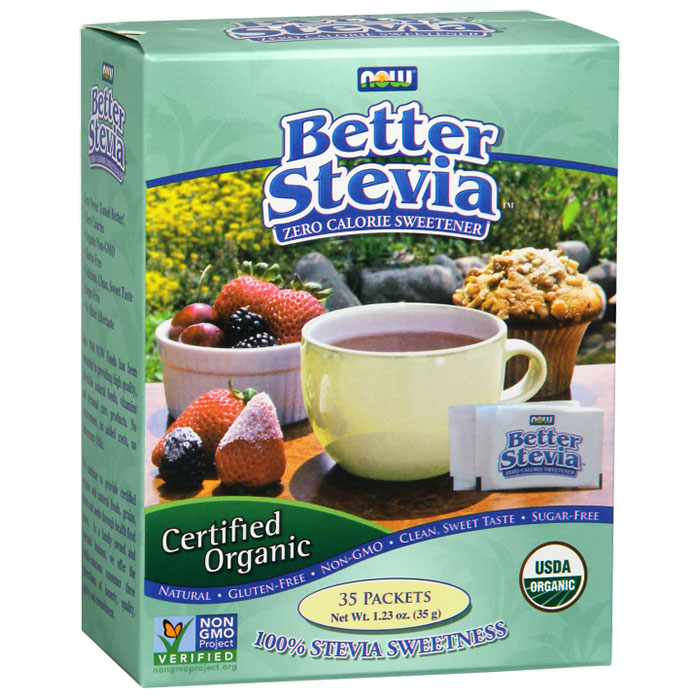 NOW Foods Better Stevia Organic, BetterStevia Zero-Calorie Sweetener, 35 Packets, NOW Foods
