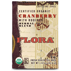 Flora Health Cranberry with Rooibos Tea, 16 Tea Bags, Flora Health