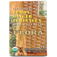Flora Health Lemon Ginger Echinacea Tea, 16 Tea Bags, Flora Health