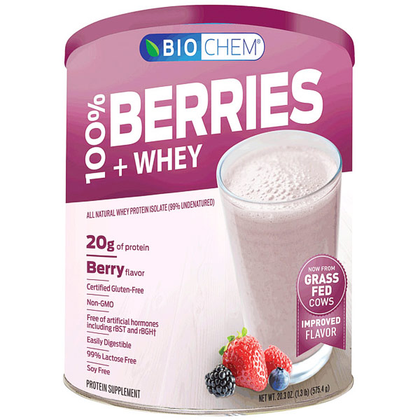 Biochem Sports Biochem Sports 100% Berries & Whey Powder, Berry Flavor, 1.39 lb