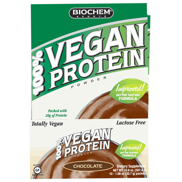 Biochem Sports Biochem Sports 100% Vegan Protein, Chocolate Flavor, 10 Packets