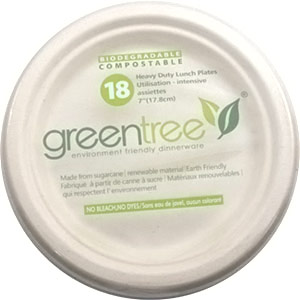 Greentree Biodegradable Compostable Dessert Plates 7 Inch, 18 ct, Greentree