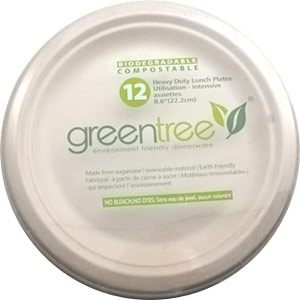 Greentree Biodegradable Compostable Lunch Plates 8.6 Inch, 12 ct, Greentree