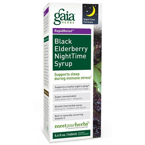 Gaia Herbs Black Elderberry Nighttime Syrup, 3 oz, Gaia Herbs